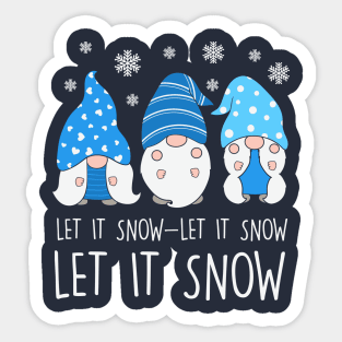 Blue and White Let It Snow Gnomes Sticker